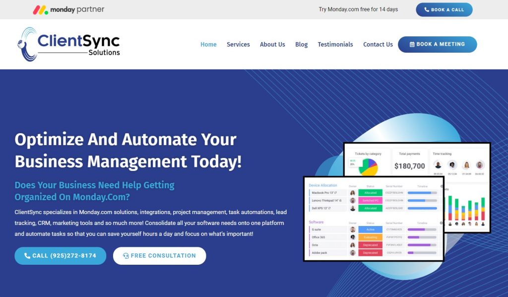 Screenshot Of Clientsync Website