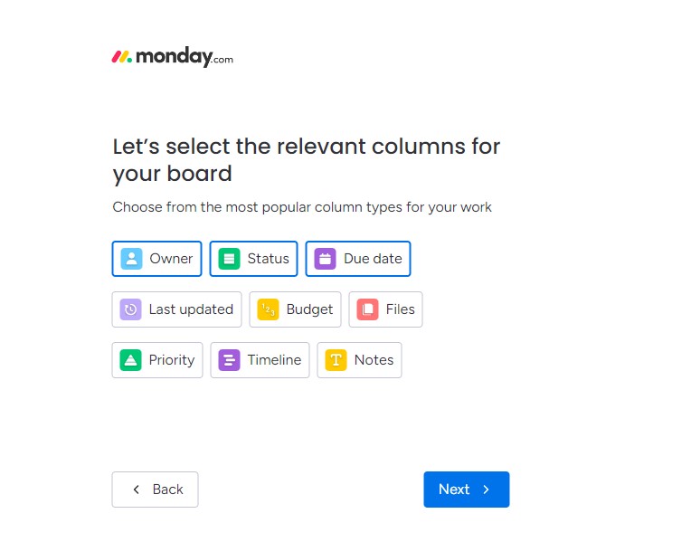 Create Board- Choose Columns